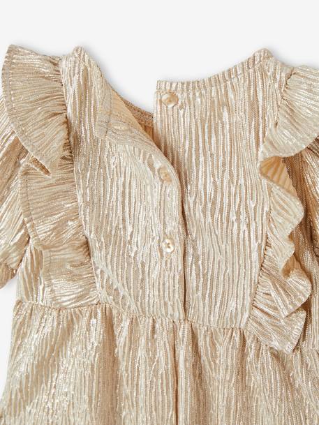 Shimmery Festive Jumpsuit with Ruffles for Baby Girls gold 