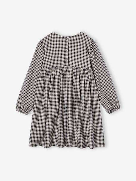 Gingham Dress with Ruffles for Girls chequered grey 