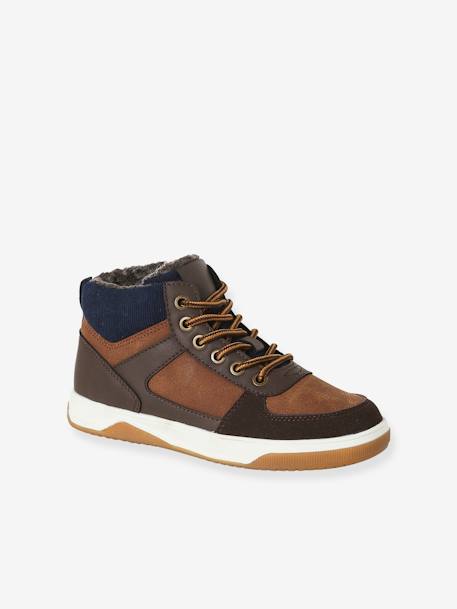 High Top Lace-Up Trainers with Zip, for Boys brown 