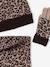 Leopard Beanie + Snood + Gloves Set for Girls printed brown 