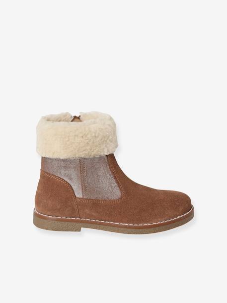 Zipped Boots with Fur Lining, for Girls camel 