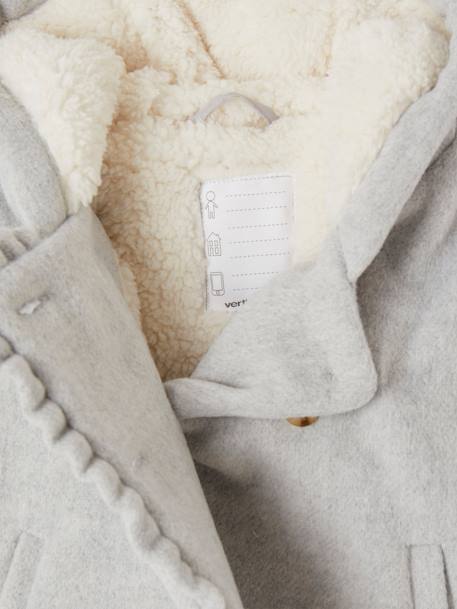 Coat in Woollen Cloth for Babies marl grey+rose 