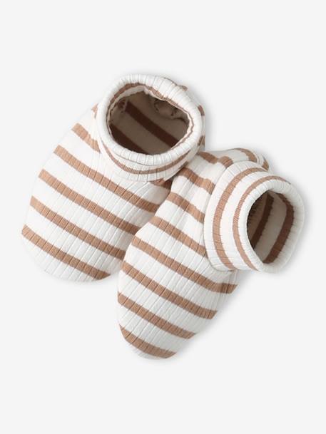 Beanie + Mittens + Booties + Pouch Set for Babies cappuccino 