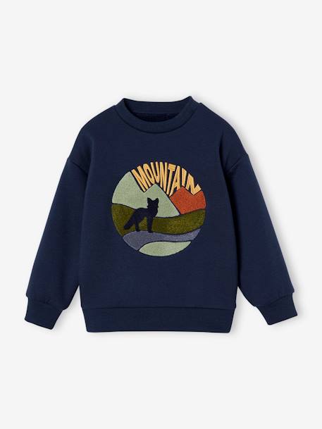 Wolf Sweatshirt, Polar Fleece Lining, for Boys night blue 