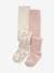 Pack of 2 Pairs of Floral & Rib Knit Tights for Baby Girls ecru 