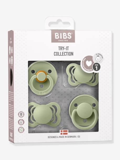 Set of 4 Try It pacifiers - BIBS beige+blush+sage green 