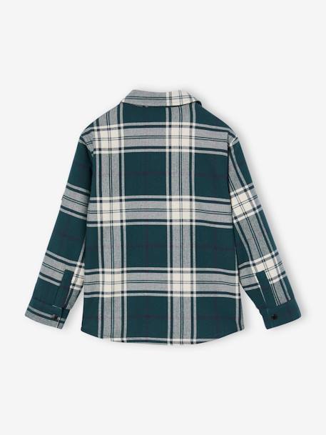 Sherpa-Lined Chequered Shirt for Boys chequered green 