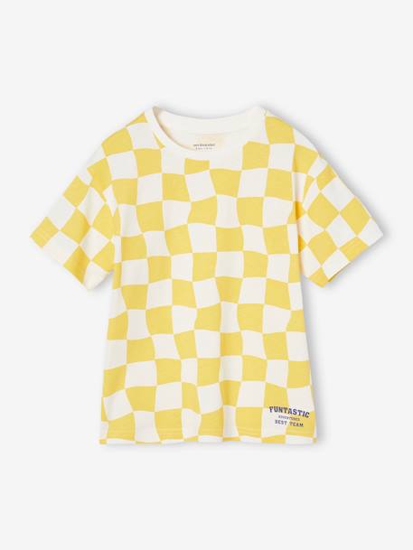 Short Sleeve Chequered T-Shirt for Boys printed white 