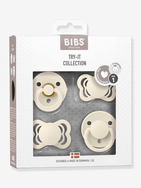 Set of 4 Try It pacifiers - BIBS beige+blush+sage green 