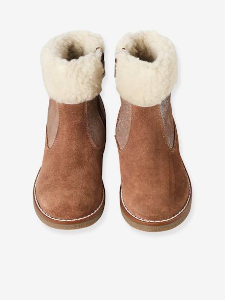 Zipped Boots with Fur Lining, for Girls camel 