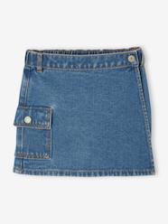 Girls-Skirts-Denim Skort with Cargo Pocket, for Girls