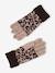 Leopard Beanie + Snood + Gloves Set for Girls printed brown 