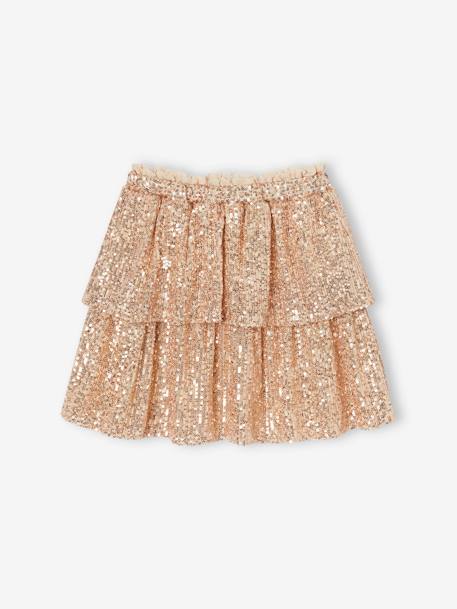 Christmas Sequin Ruffled Skirt for Girls gold 