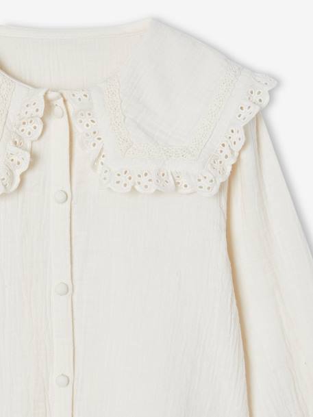 Cotton Gauze Shirt with Broderie Anglaise ecru 