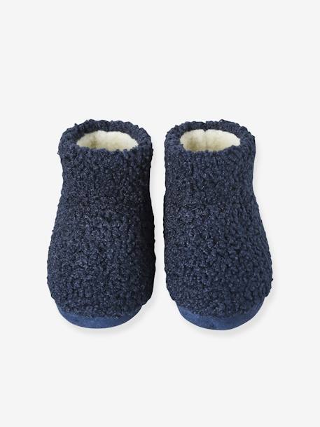 High Top, Fur-Lined Slippers for Children navy blue 