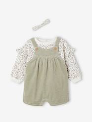 -Sweatshirt + Dungarees + Headband Ensemble for Babies