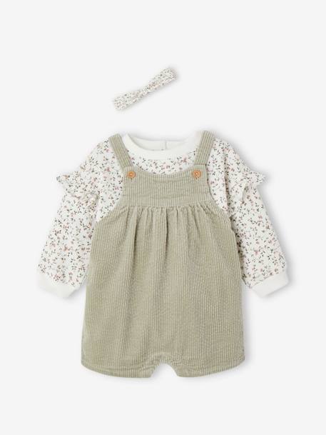 Sweatshirt + Dungarees + Headband Ensemble for Babies aqua green 