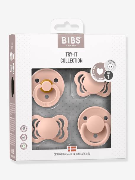 Set of 4 Try It pacifiers - BIBS beige+blush+sage green 