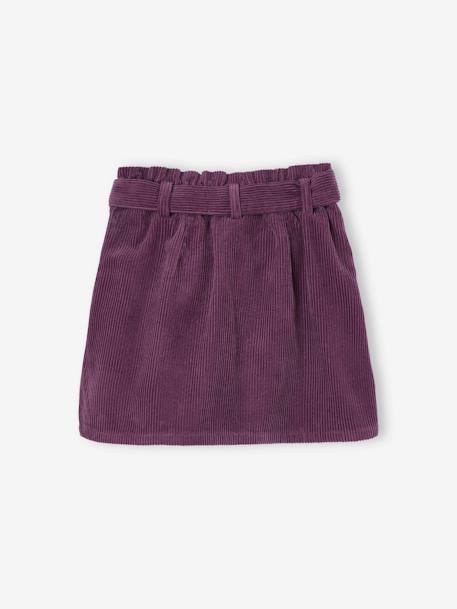 'Paperbag' Style Skirt in Corduroy for Girls Dark Green+grey blue+navy blue+peach+PINK LIGHT SOLID+plum 