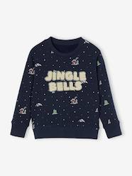 -Christmas Sweatshirt with Message in Bouclé Knit for Boys