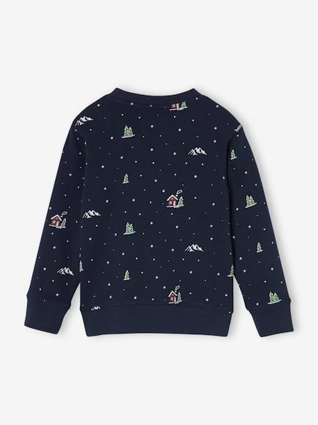 Christmas Sweatshirt with Message in Bouclé Knit for Boys navy blue 