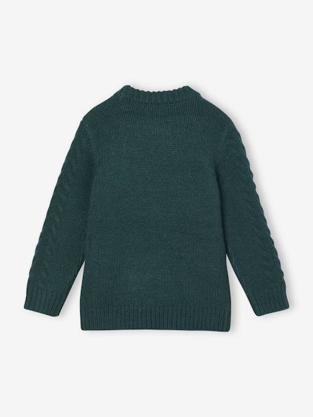 Cable Knit Jumper for Boys ecru+fir green 