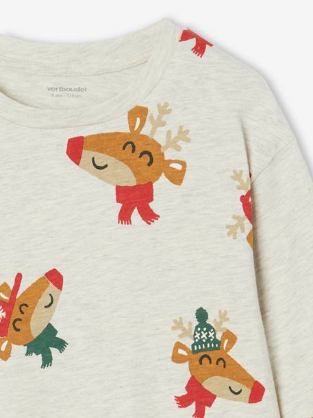 Christmas Special Top with Fun Reindeer Motifs for Boys marl white 