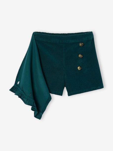 Envelope-type Corduroy Skort for Girls English green+peacock blue+rose 