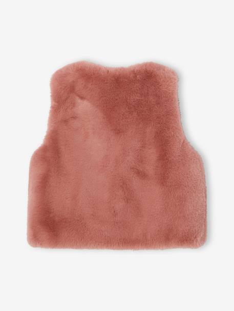 Faux Fur Waistcoat for Girls blush+White 