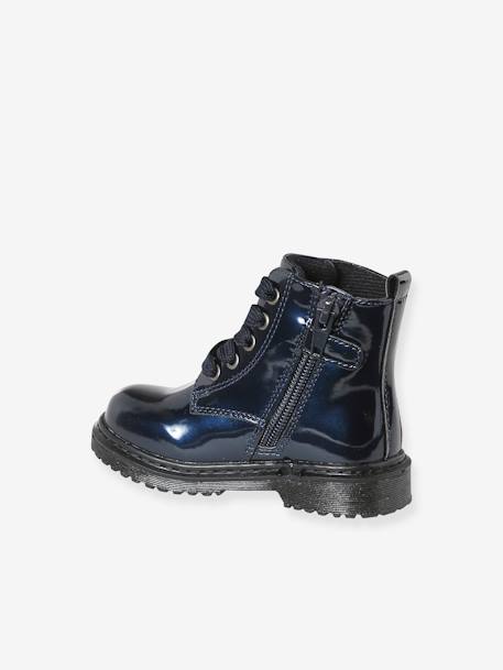 Heart Boots with Laces & Zip for Girls navy blue 