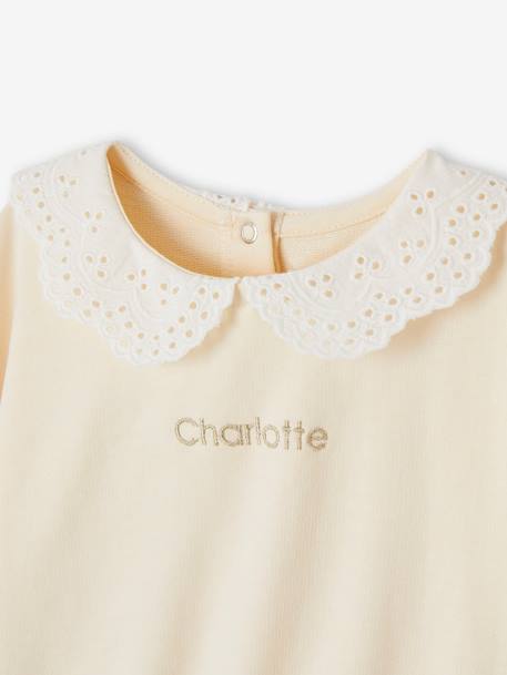 Sweatshirt with Embroidered Collar for Babies caramel+sage green+vanilla 