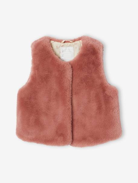 Faux Fur Waistcoat for Girls blush+White 