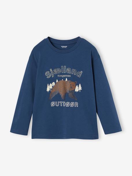 Long Sleeve T-Shirt with Details in Relief, for Boys anthracite+sage green+slate blue 