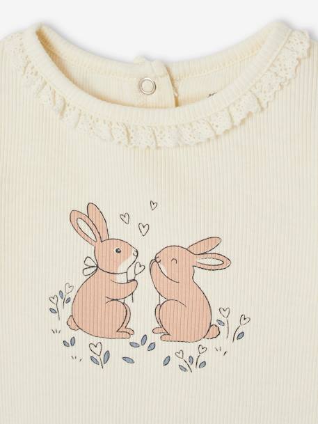 Rib Knit 'Rabbits' Top with Fancy Collar, for Newborns ecru 