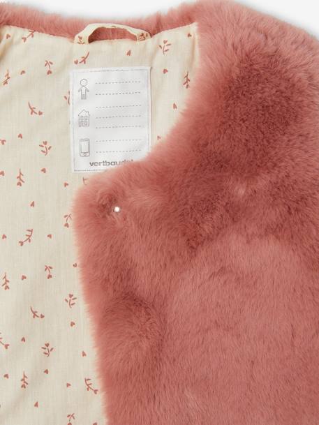 Faux Fur Waistcoat for Girls blush+White 