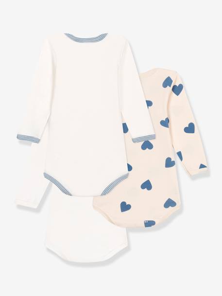 Pack of 3 PETIT BATEAU bodysuits grey blue 