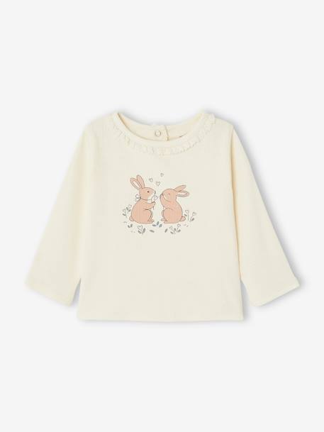 Rib Knit 'Rabbits' Top with Fancy Collar, for Newborns ecru 