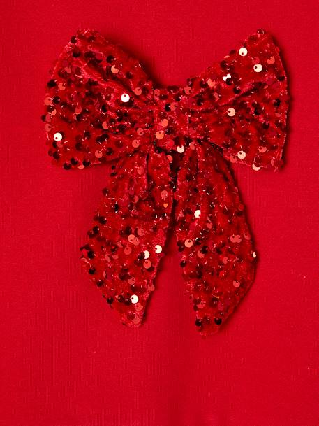 Christmas Sweatshirt with Sequinned Bow for Girls red 