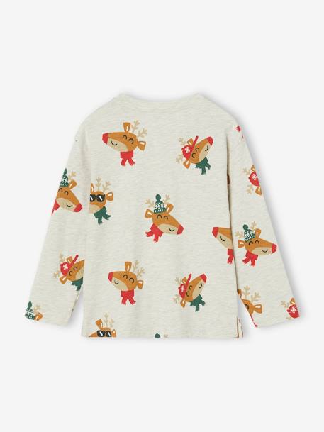 Christmas Special Top with Fun Reindeer Motifs for Boys marl white 