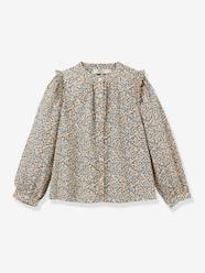 Girls-Blouses, Shirts & Tunics-CYRILLUS Daisy print girls' shirt