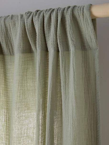 Semi-sheer Rod Pocket Curtain in Cotton Gauze cinnamon+ecru+grey blue+rosy+sage green 