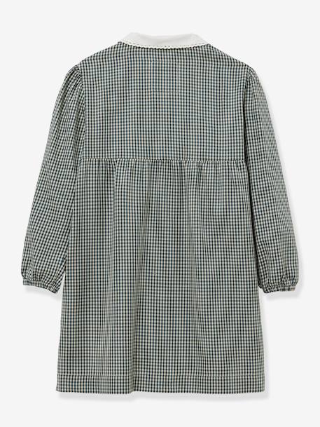 CYRILLUS gingham apron for girls chequered green+chequered red 