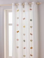 Bedding & Decor-Semi-Sheer Curtains with Eyelets & Butterfly & Flower Garland, Countryside