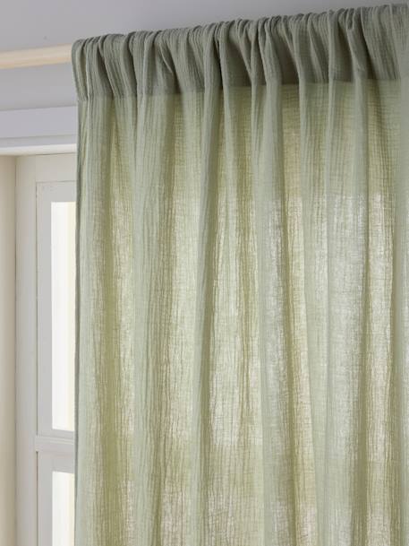 Semi-sheer Rod Pocket Curtain in Cotton Gauze cinnamon+ecru+grey blue+rosy+sage green 