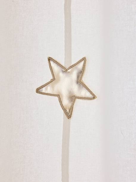 Semi-Sheer Curtain with Eyelets & Starry Garlands Green+White 