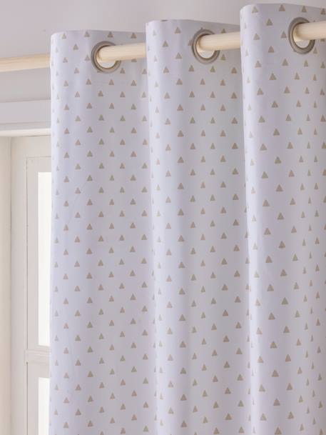 Blackout Curtain with Eyelets & Triangle Print White/Print 