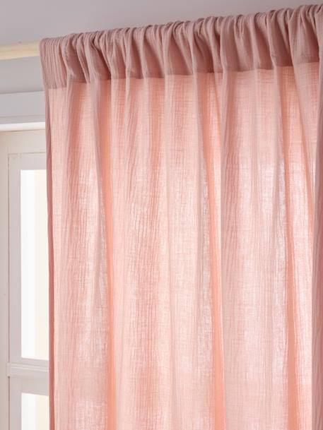 Semi-sheer Rod Pocket Curtain in Cotton Gauze cinnamon+ecru+grey blue+rosy+sage green 