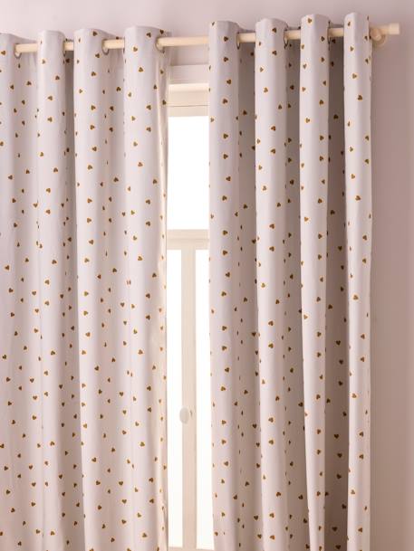 Pack of 2 Blackout Curtains with Eyelets & Heart Print printed beige 