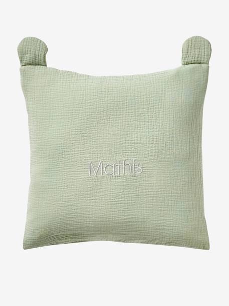 Cotton Gauze Animal Cushion cinnamon+rose+sage green 