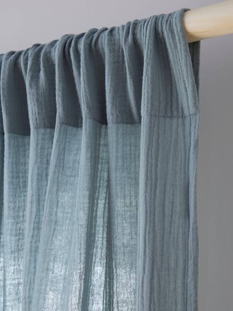 Semi-sheer Rod Pocket Curtain in Cotton Gauze cinnamon+ecru+grey blue+sage green 